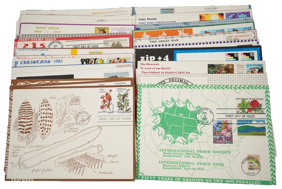 US 1980s  COLLECTION OF 30 CAROL GORDON PAINTED FDCs FIRST DAY COVERS