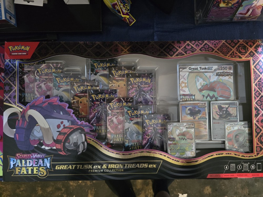 Pokemon: Paldean Fates Great Tusk EX & Iron Treads EX Premium Collection Sealed