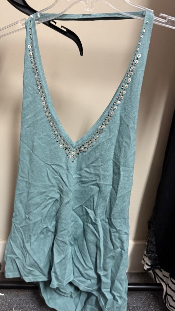 New York & Company Halter Top Embellished Top
