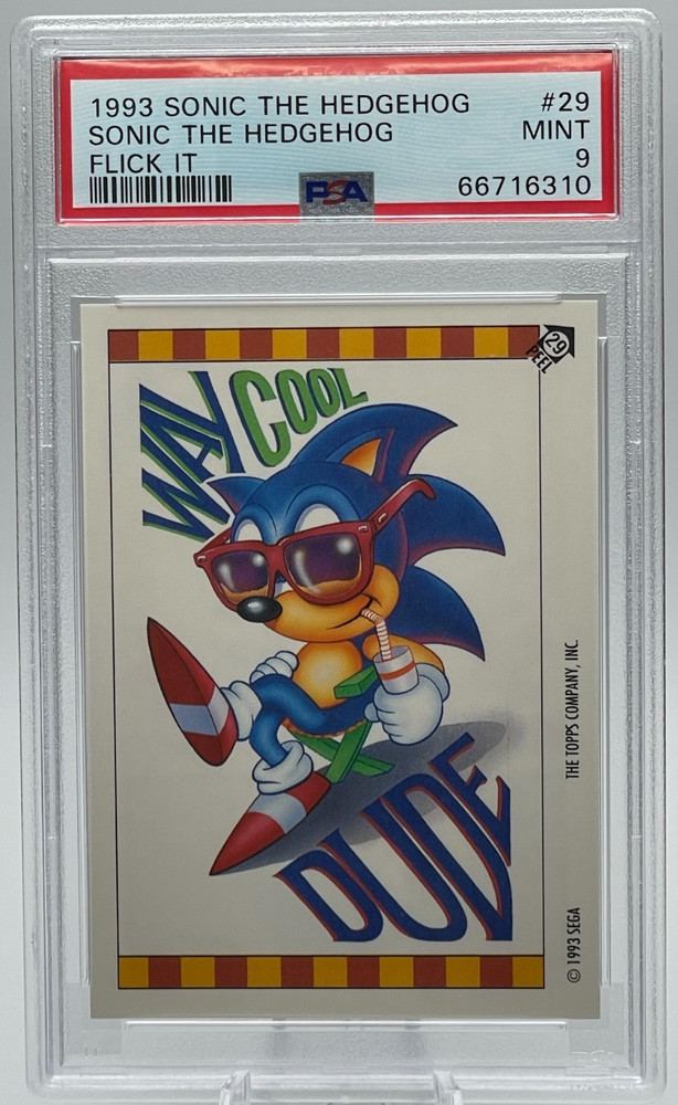 PSA 9 1993 Topps Sonic the Hedgehog #29 “Way Cool Dude” Flick It Card