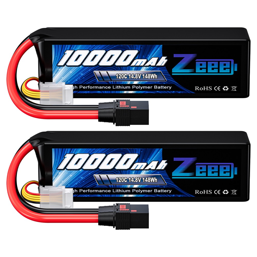 2x Zeee 14.8V 120C 10000mAh 4S Lipo Battery QS8 Plug Soft Pack for Xmaxx RC Car