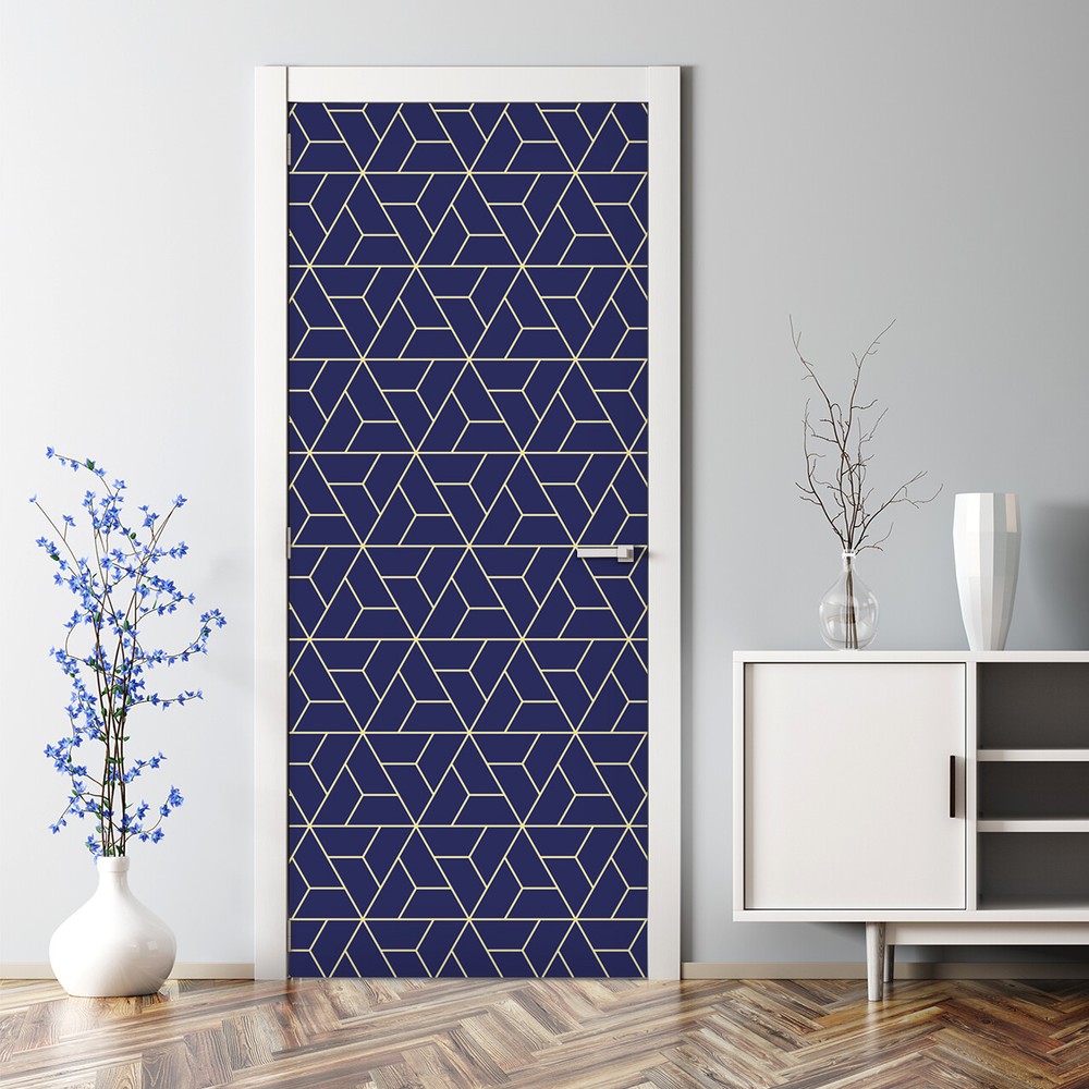 Navy Geometric Bubble-Free Door Sticker Modern Scandinavian Wall Mural