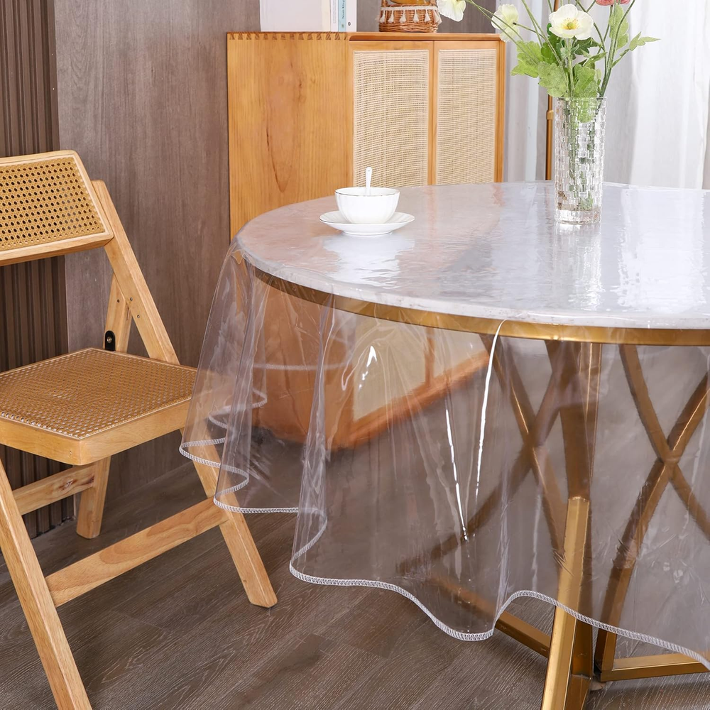 Clear round Plastic Tablecloth Protector Waterproof Oil-Proof PVC Table Cloth St