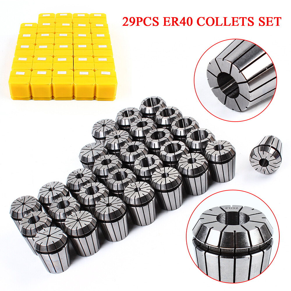 29Pcs ER40 Precision Spring Collet Set for Milling Lathe CNC Chuck Bit Holder