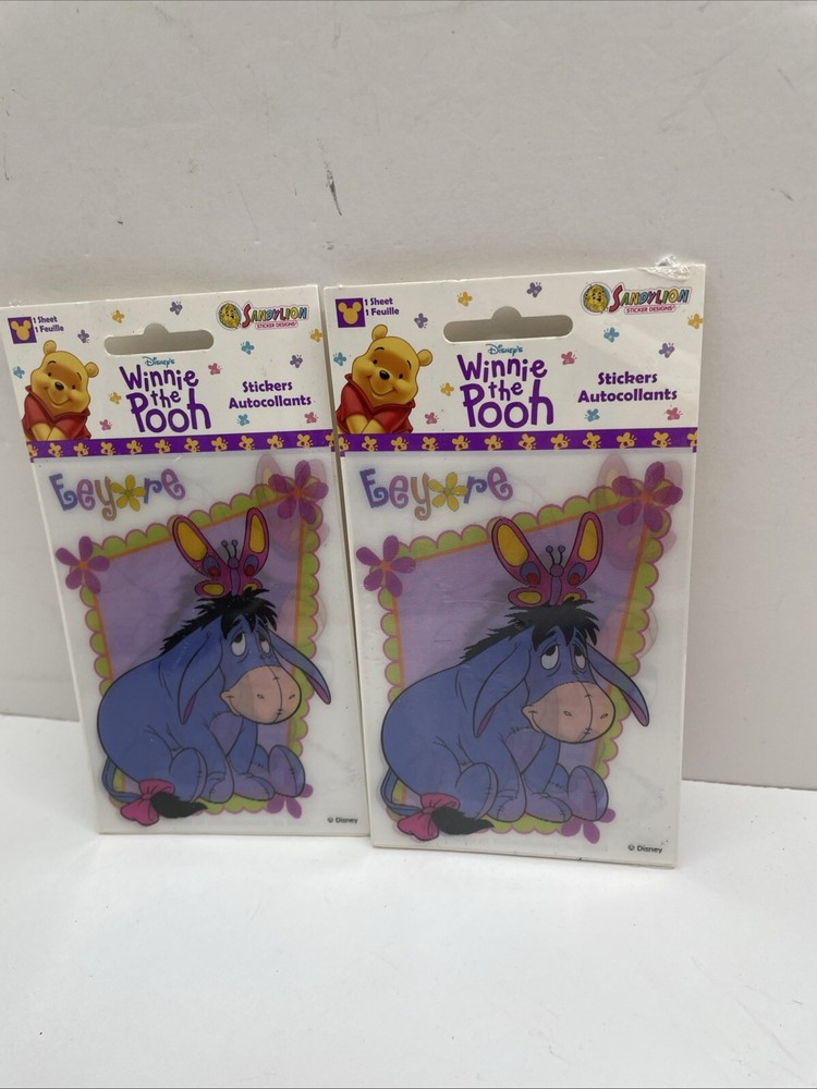 2x Sandylion DISNEY Winnie the Pooh Eeyore Lenticular Sticker Motion NOS