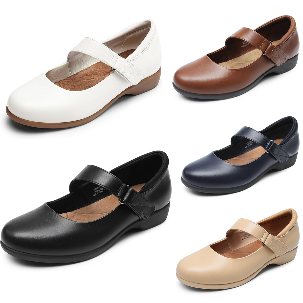 Women Ballet Flat Shoes Round Toe Comfortable Office Mary Jane Dress Shoes