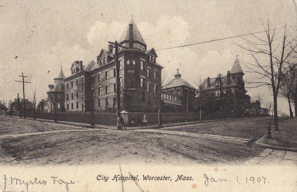 Worcester MA  City  Hospital 1907 UDB  B/W Postcard EXCL