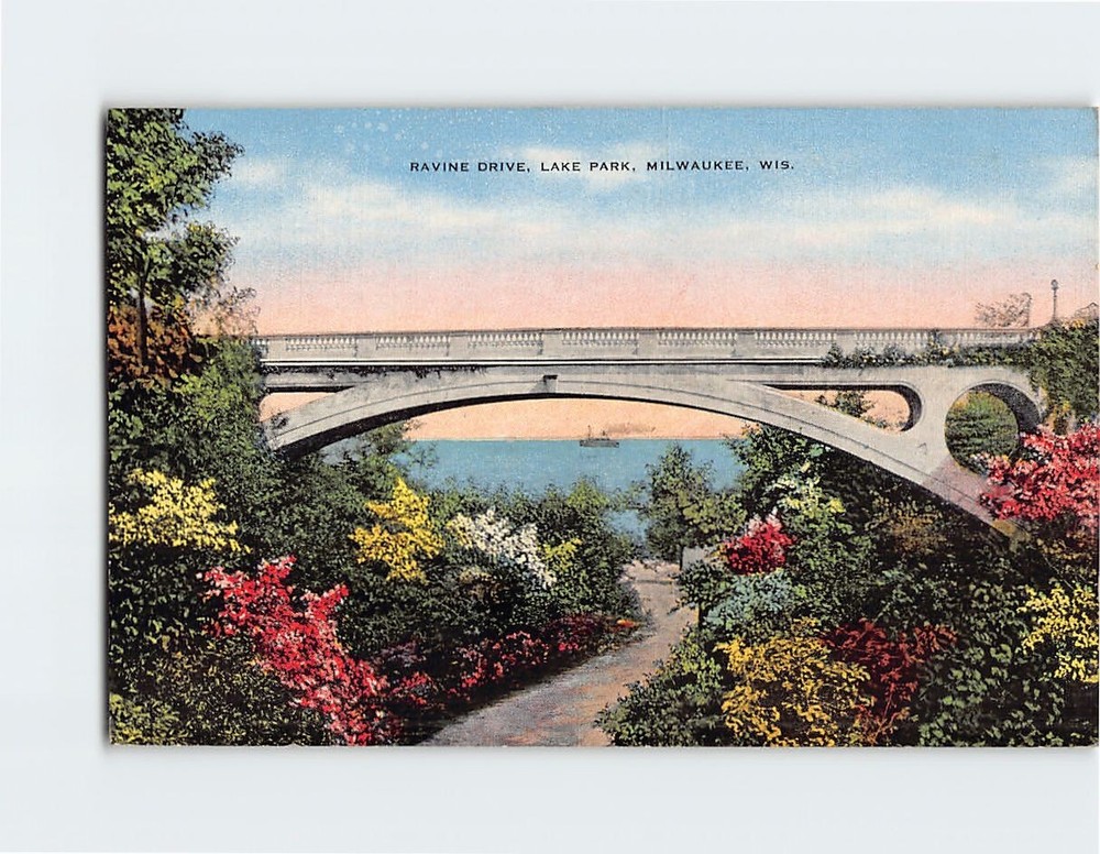 Postcard Ravine Drive Lake Park Milwaukee Wisconsin