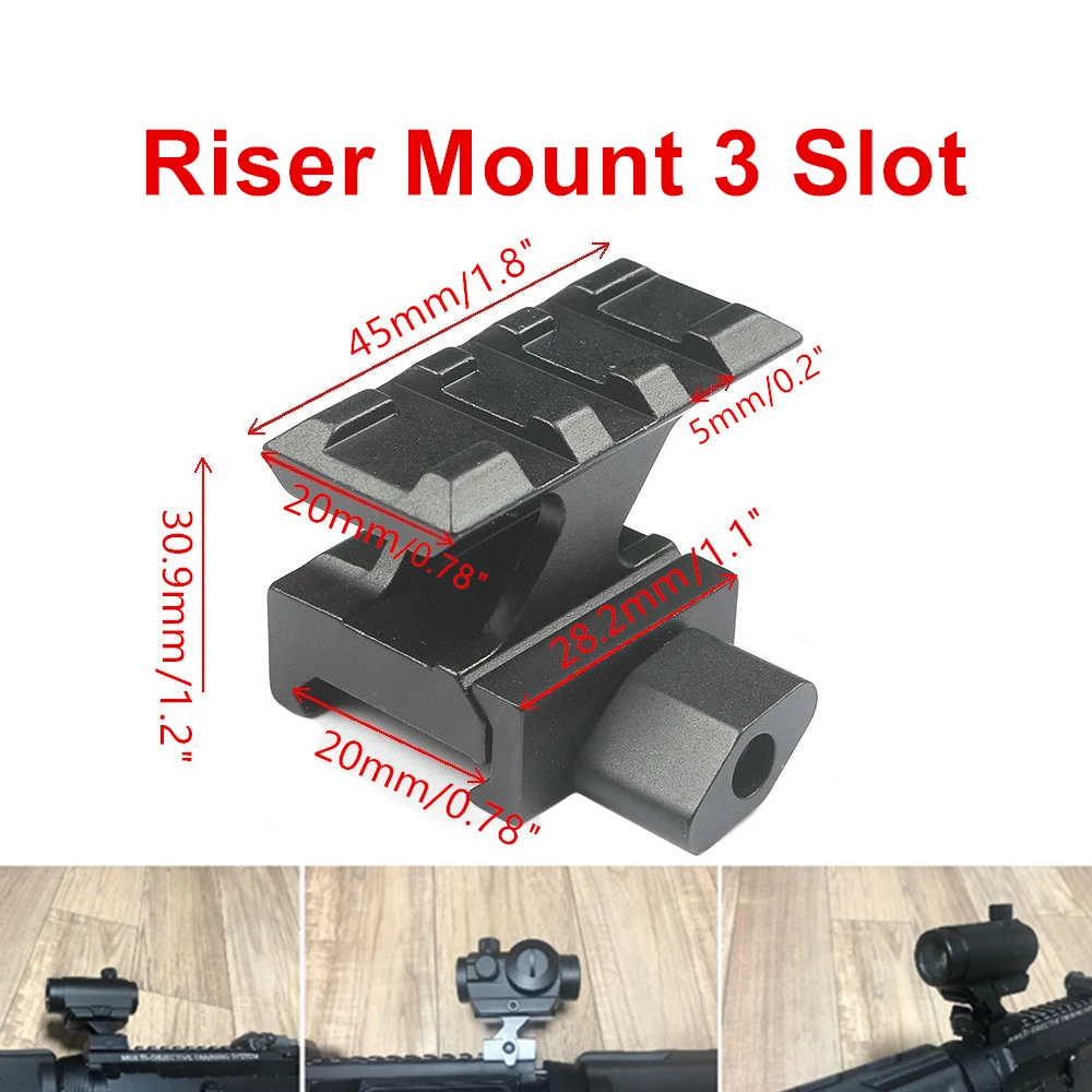 3-Slot High Profile Picatinny Riser Mount for Red Dot Laser Flashlight