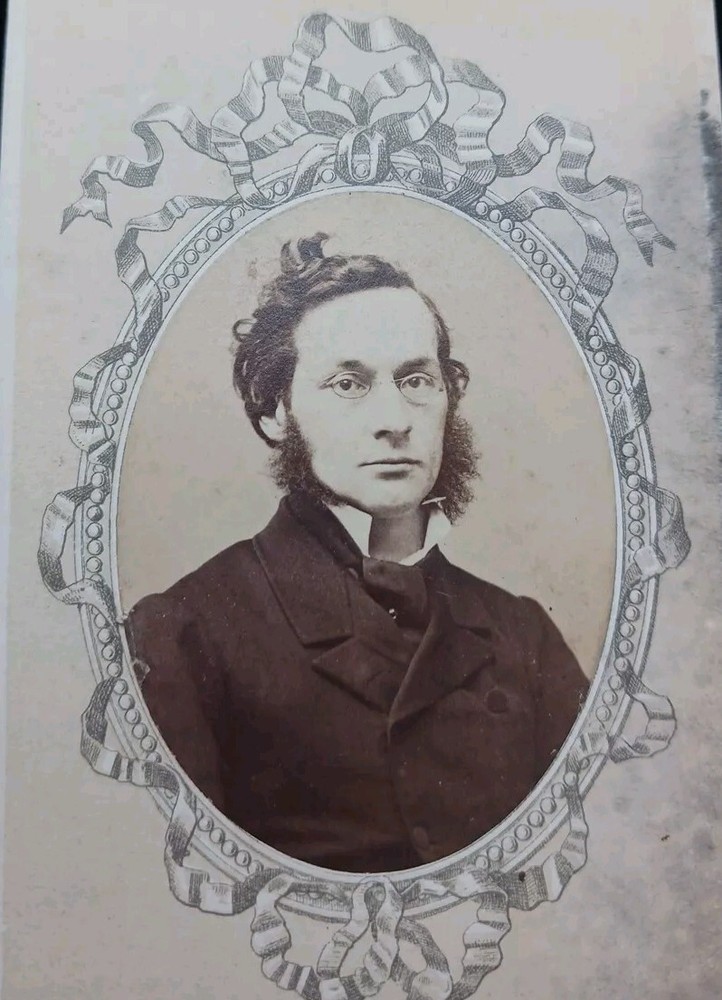 Heidelburg Germany cdv Lange mutton chop man glasses wild hair antique photo