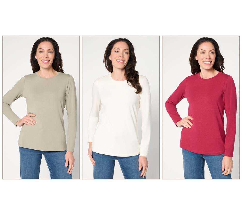 Denim & Co. Women's Top Sz XL Essentials So Soft Jersey Multi-colored A673204