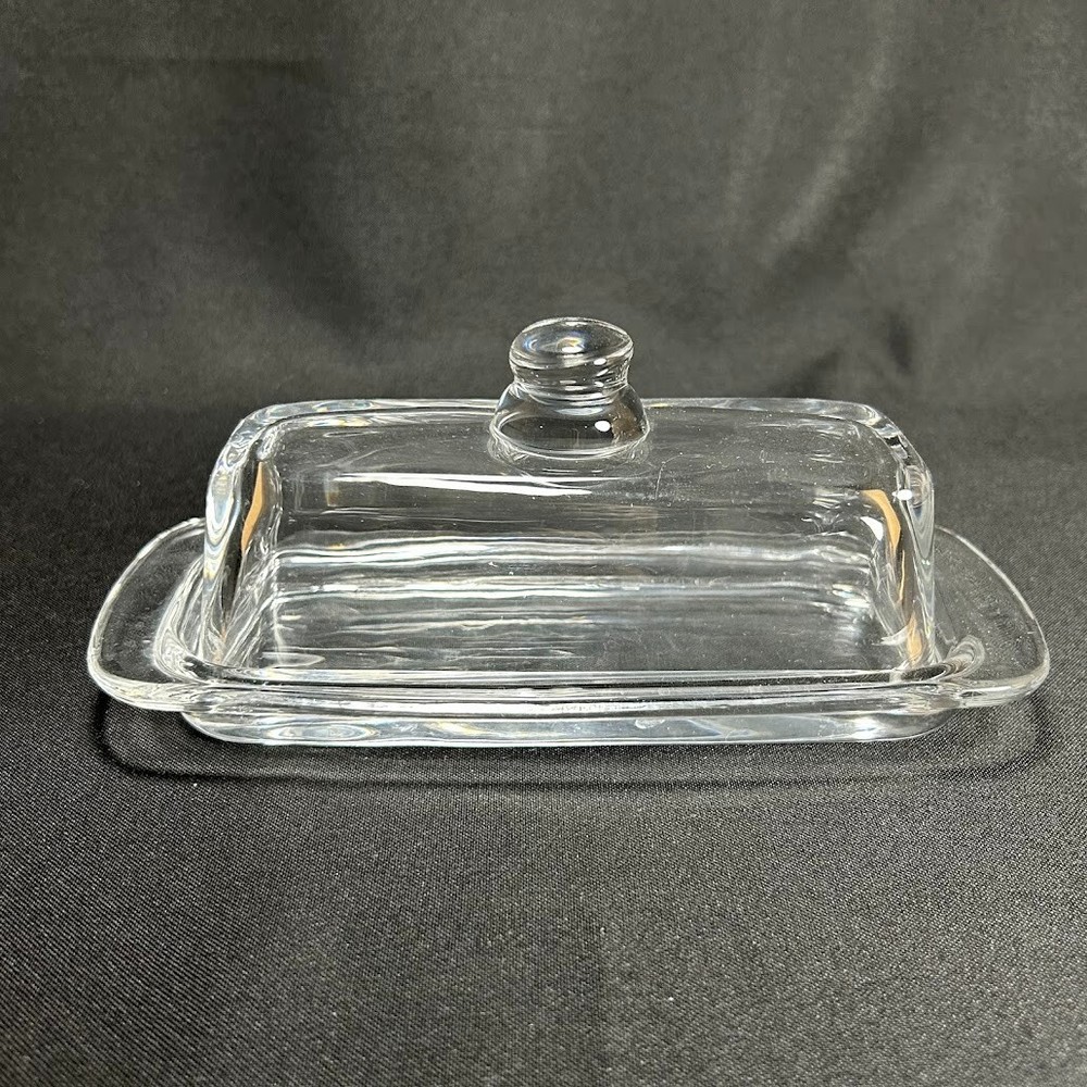 Vintage Clear Plain Glass 1/4 Pound Butter Dish