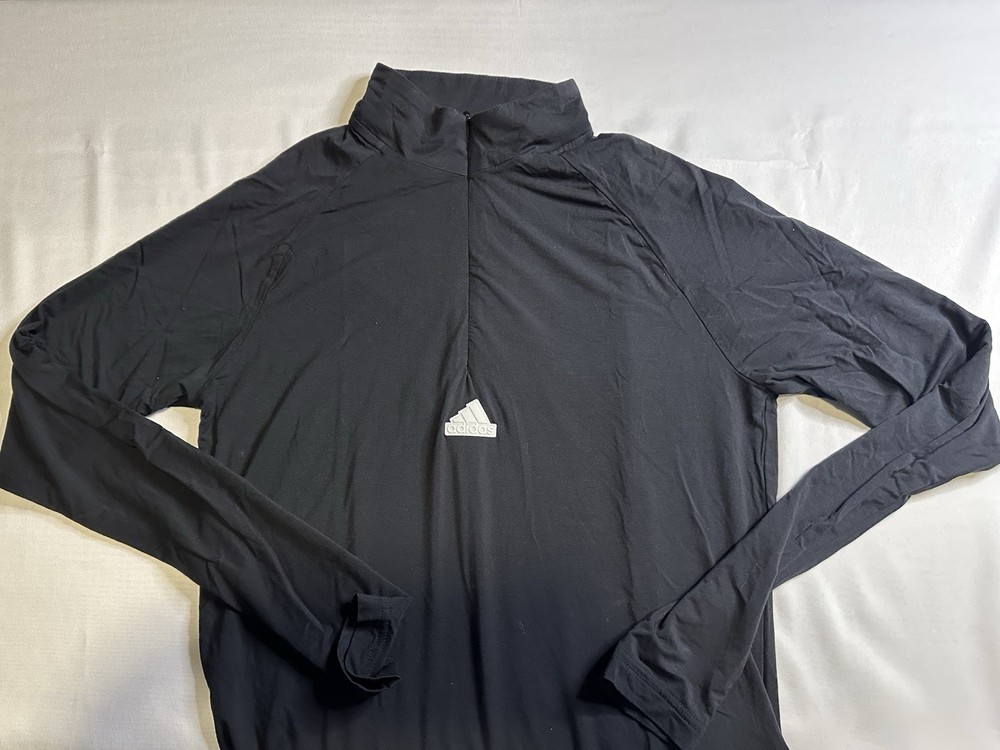 Adidas Women’s Quarter Zip Pullover Black Medium Athletic Long Sleeve
