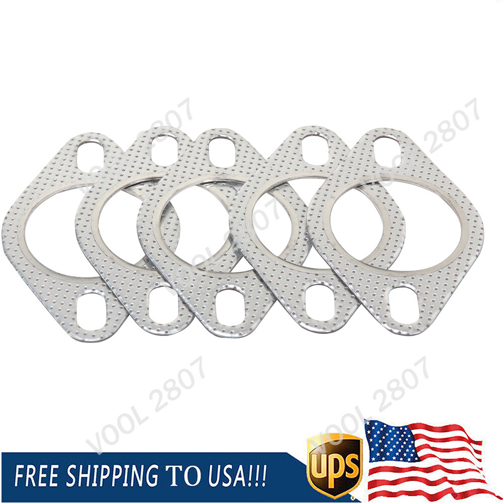 5x Car 2 Bolt High Temp Exhaust Gasket Flange 2.5in Cylinder Head Gasket Kit USA