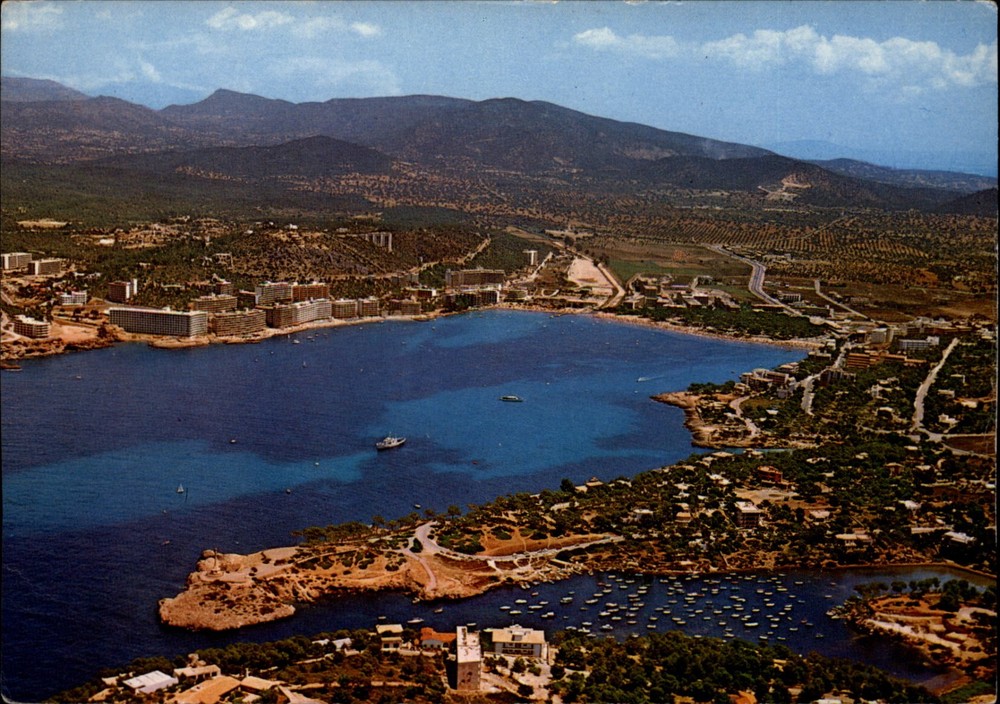 Aerial Santa Ponsa Mallorca Spain vintage postcard a208