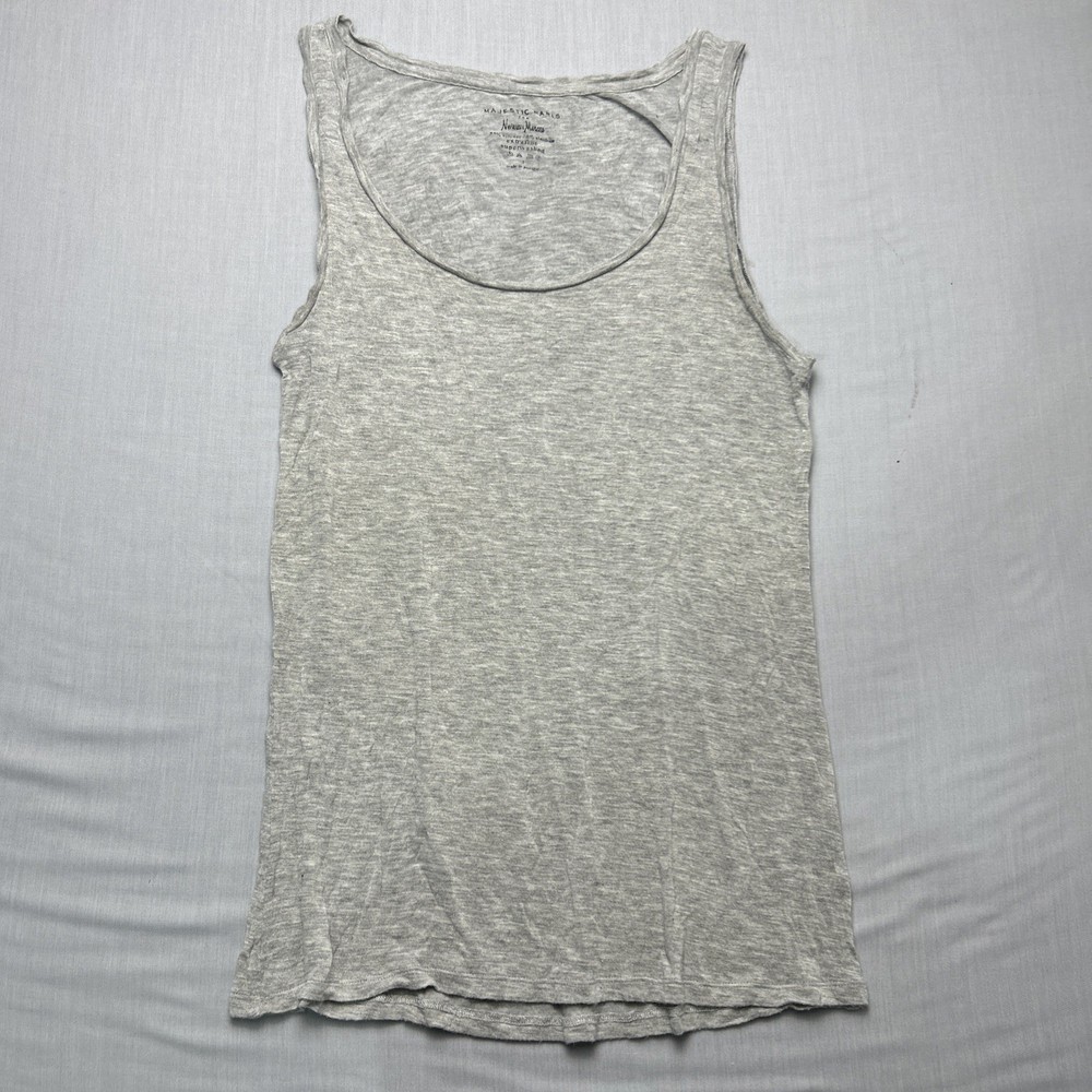 Majestic Paris Women's Solid Gray/glitter Sleeveless Scoop Neck Tank Top Size 1
