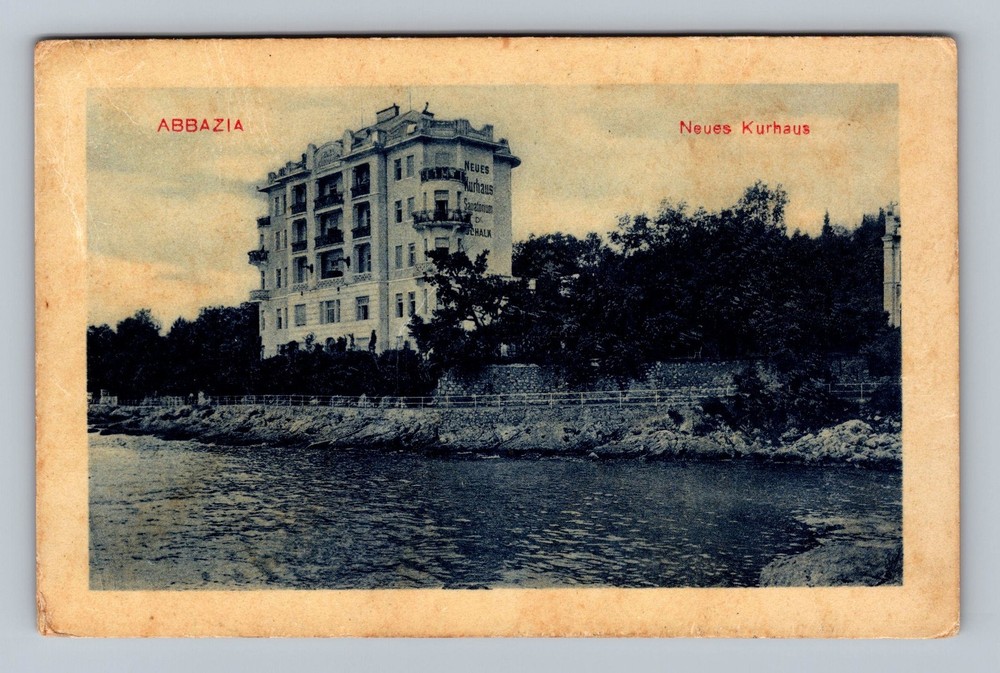 Croatia- Abbazia Seaside Resort Spa House Old Postal Card View Vintage Postcard