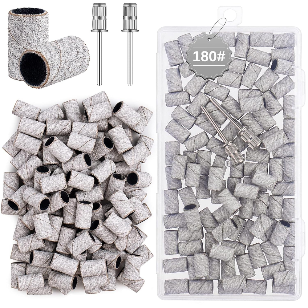 Sanding Bands for Nail Drill, 180 Grit Sanding Bands Nail Drill Bits 100 Pcs