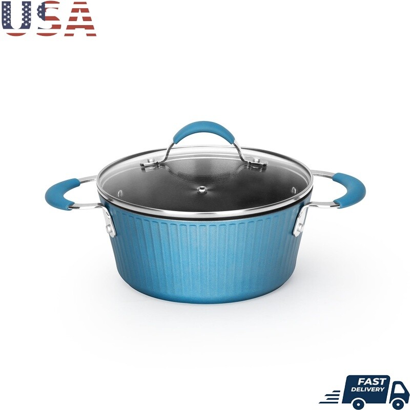 Non Stick 2.1 Quart Aluminum Cooking Pot with Lid High Quality Kitchen Essential