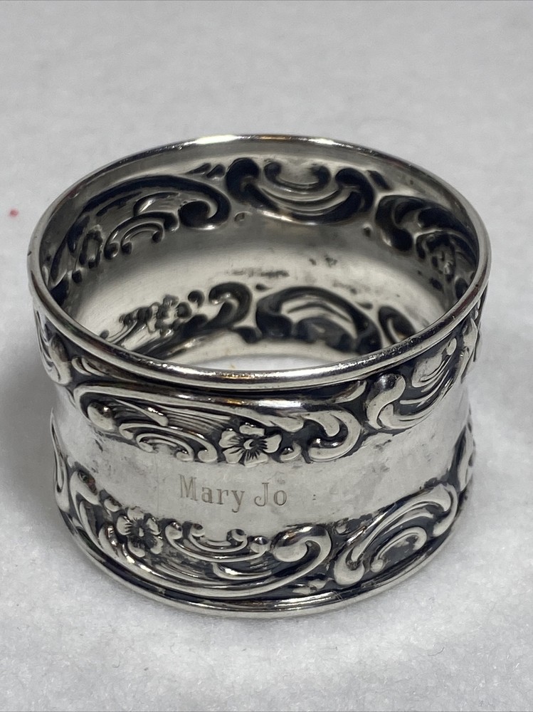 Vintage Gorham Melrose Sterling Silver Napkin Ring #1232 Monogrammed Mary Jo