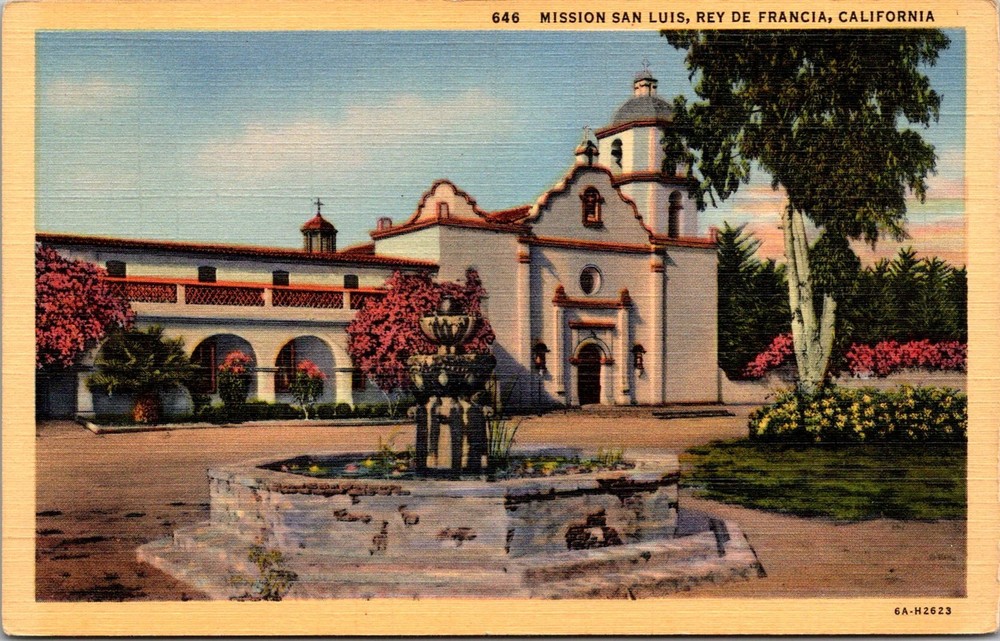 Dr Jim Stamps Mission San Luis Rey de Francia California Vintage Postcard