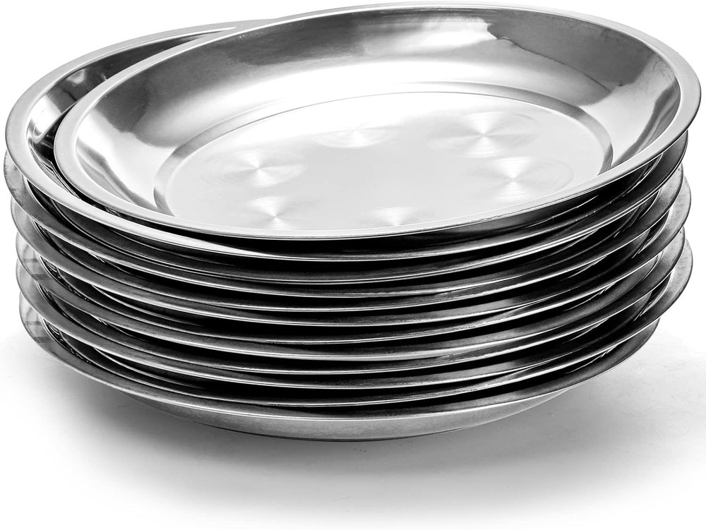 10 Pack Stainless Steel Dinner Plates 10