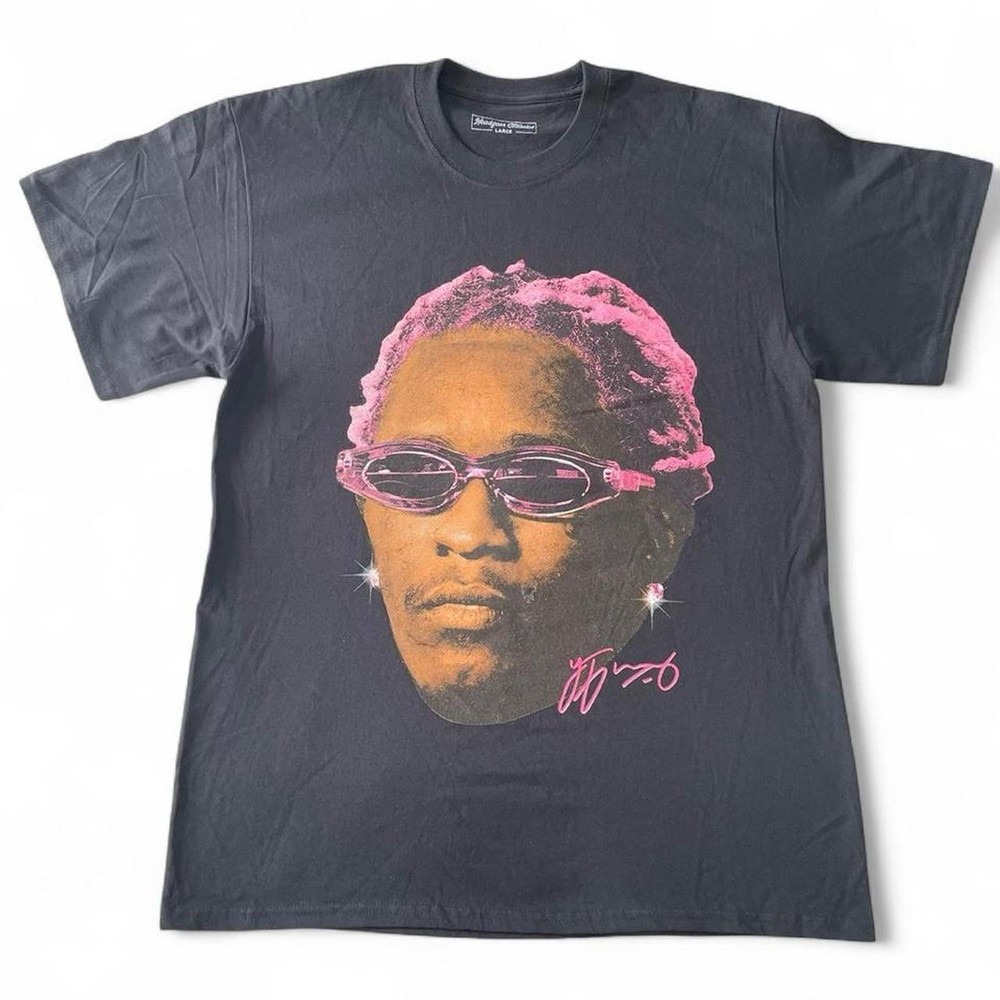 Young Thug Jeffery Portrait YSL Front + Back Graphic T-Shirt Size Large