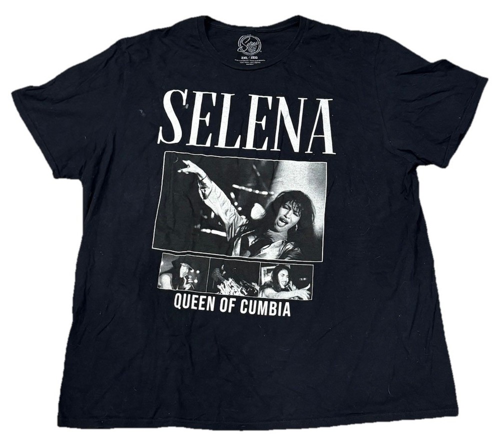 Selena Shirt Short Sleeve Crew Neck Concert Shirt Band Tee Black Adult Size 2XL