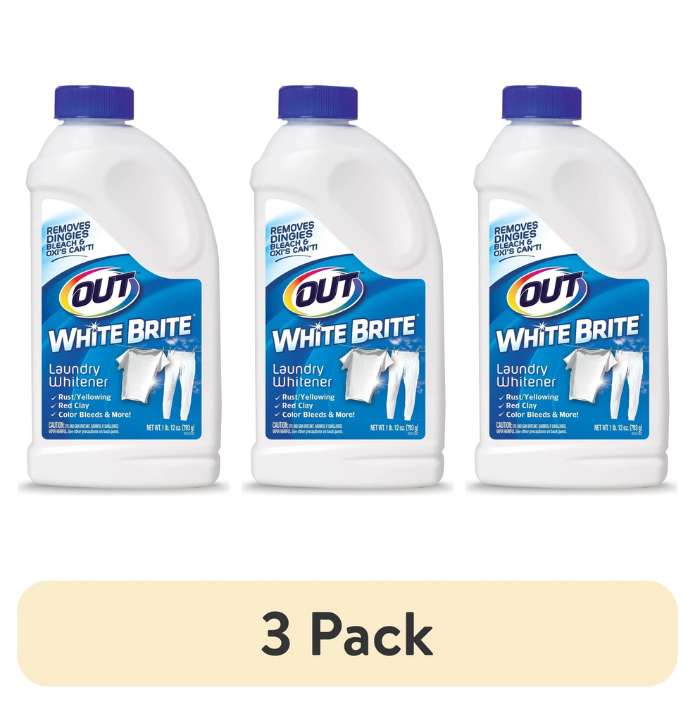 (3-Pack) Out White Brite Laundry Whitener 28 oz Brightens Whites