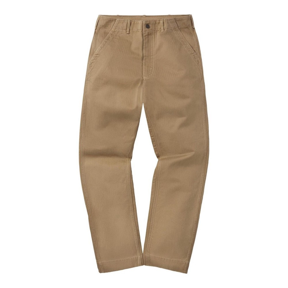 Buck Mason Baker Fatigue Army Pants Trousers Tan Khaki Herringbone HBT Size 30