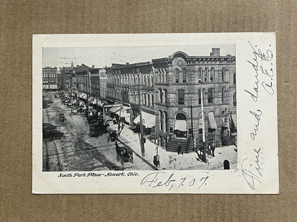 Postcard Newark Ohio South Park Place Street View Horses Vintage 1907 UDB