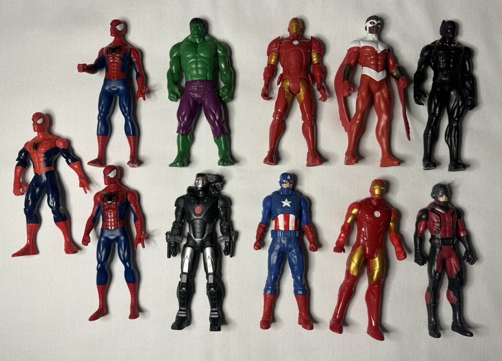 2010s Hasbro Marvel Action Figures Lot - 11 Figures - Hulk, Spider-Man, Iron Man