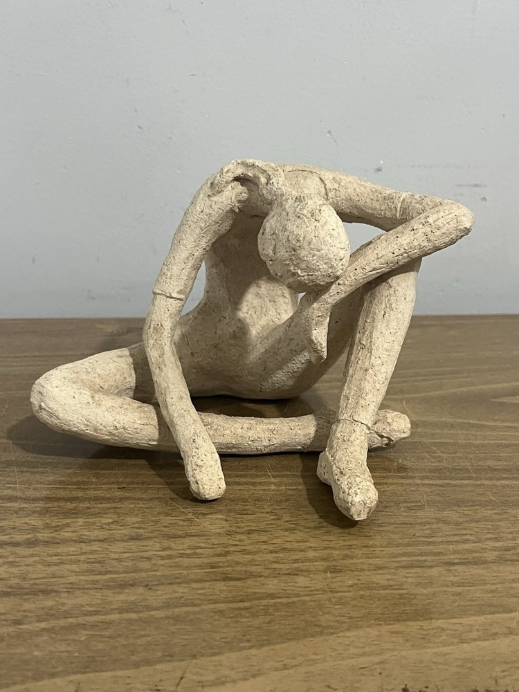 Vintage Handcrafted Clay Pottery Sculpture of a Woman