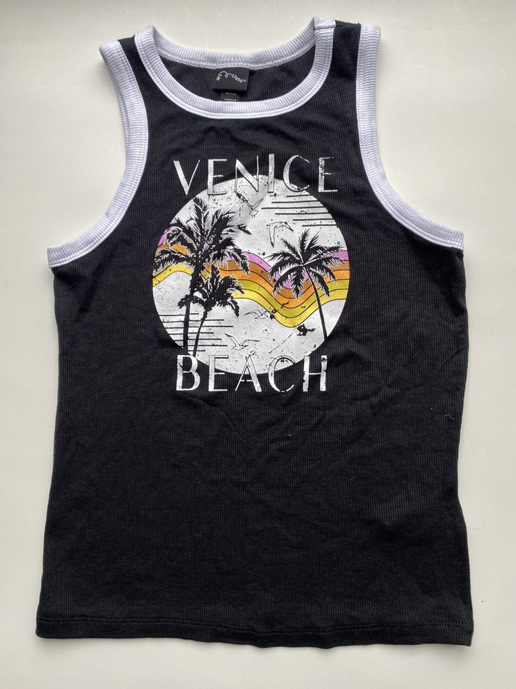 Art Class Tank Top Girls S Small 6/6X Black Venice Beach High Neck New