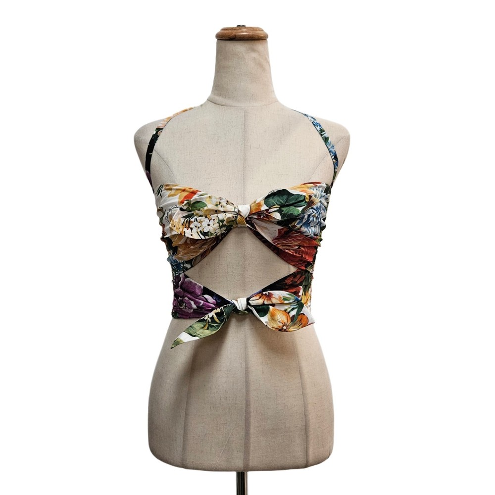 Dolce & Gabbana Multicolor Floral Bouquet Crop Top