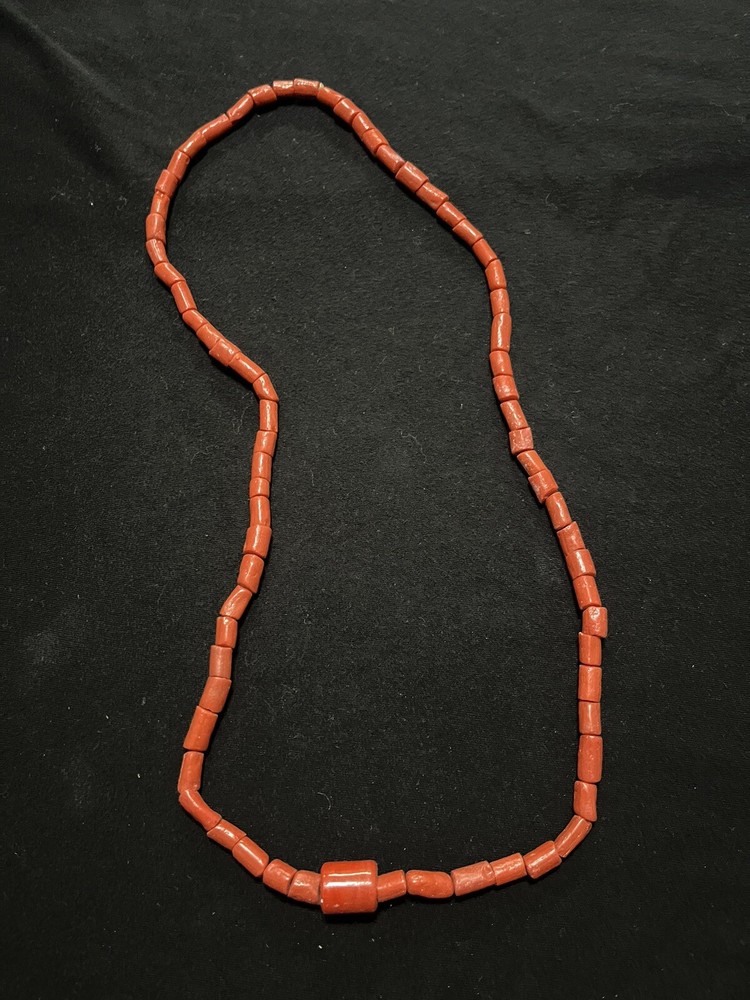 Antique Vintage Long Red Natural Coral Bead Necklace Rare Collar Bracelet Ifa