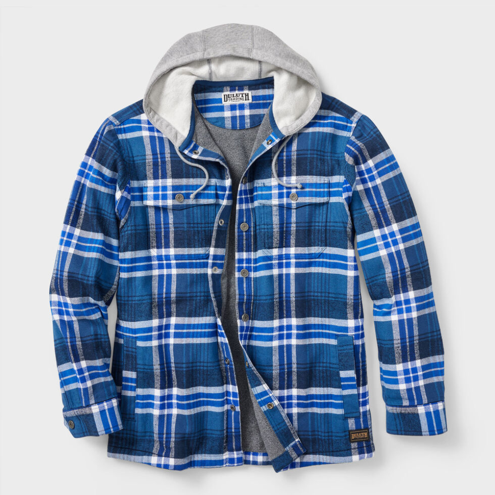Warm Flapjack Hooded Shirt Jac – Cozy Fleece-Lined Plaid Work Shirt for Men