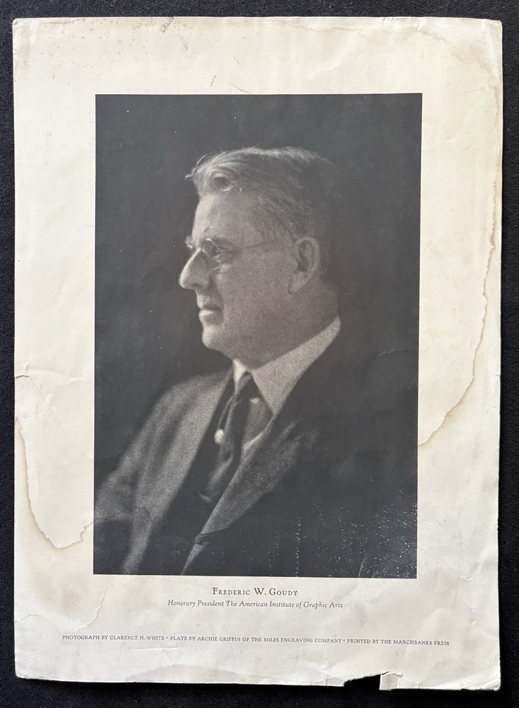 Frederic W Goudy Type Designer Portrait Graphic Arts Marchbanks Press Broadside