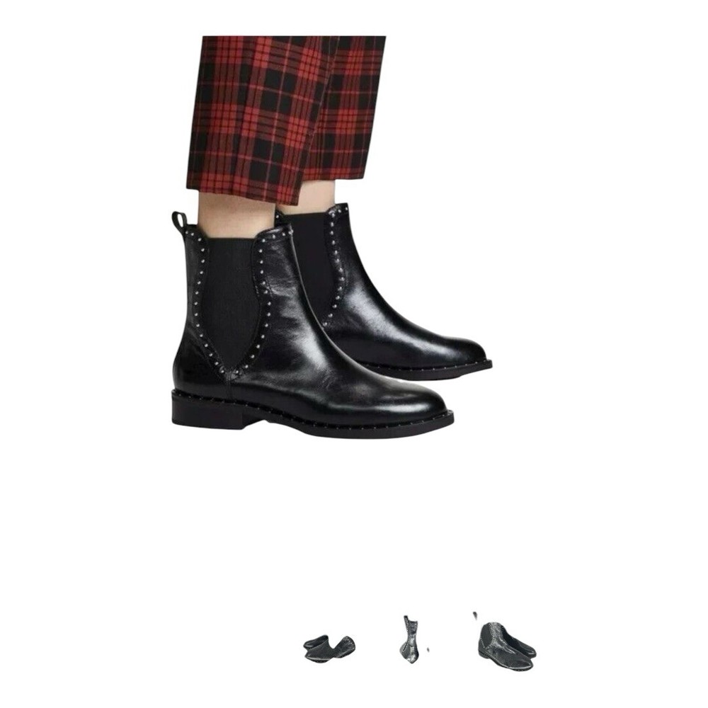 Rebecca Minkoff Black Leather Sabeen Studded Chelsea Booties Women's Size 9.5