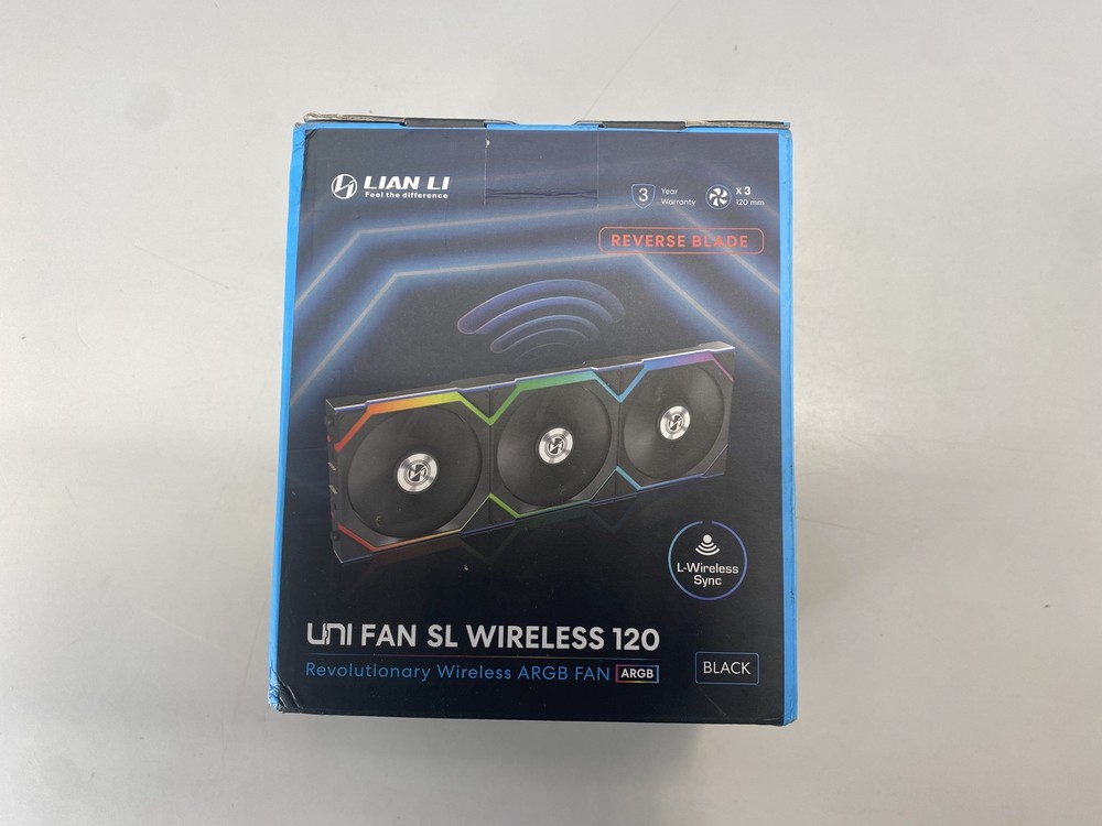 Lian Li 120mm UNI FAN SL Wireless ARGB Reverse Blade Case Fan (3-Pack)- Black