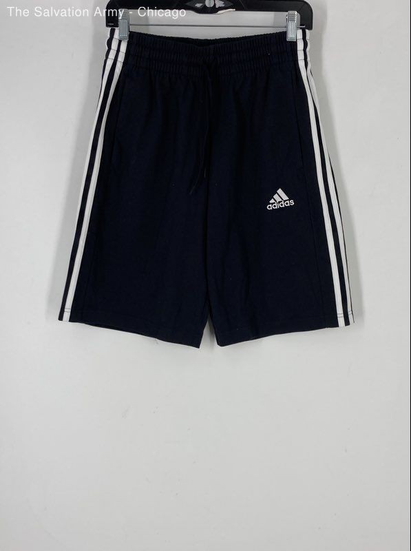 Adidas Mens Black White 3 Striped Elastic Waist Athletic Shorts Size Small