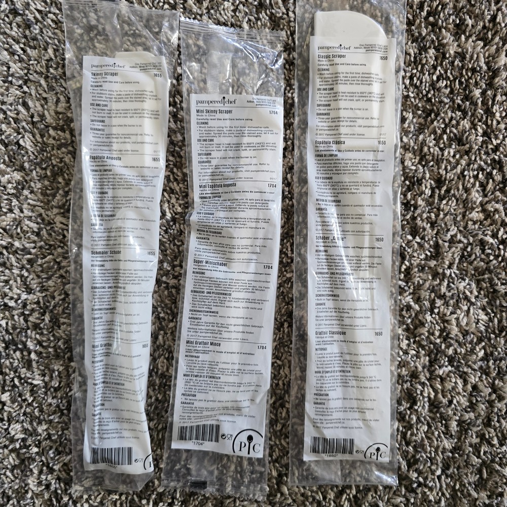 Pampered Chef Classic white scraper spatula set of 3 models 1650 1655 1704