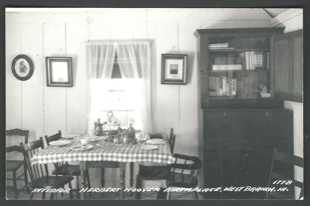 WEST BRANCH IOWA Herbert Hoover Birthplace Interior RPPC Real Photo Postcard 1