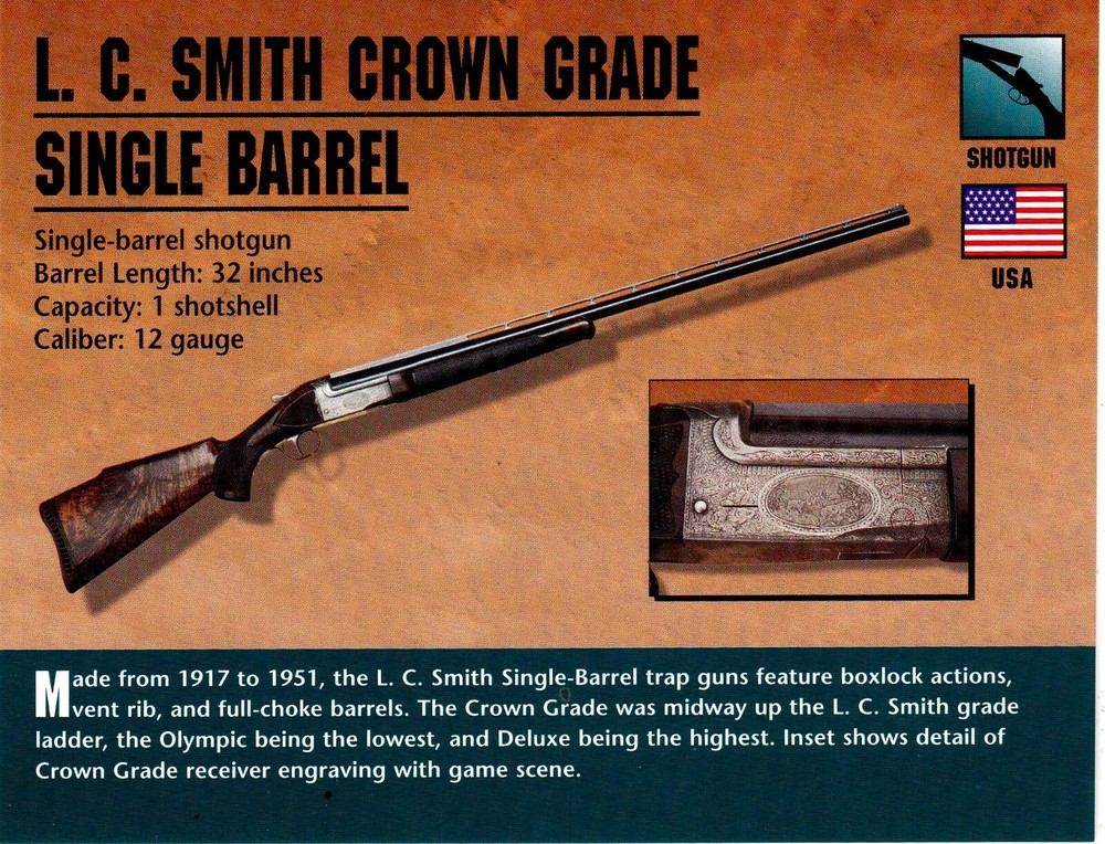 L.C. Smith Crown Grade Single Barrel Shotgun Classic Firearms Photo Card u