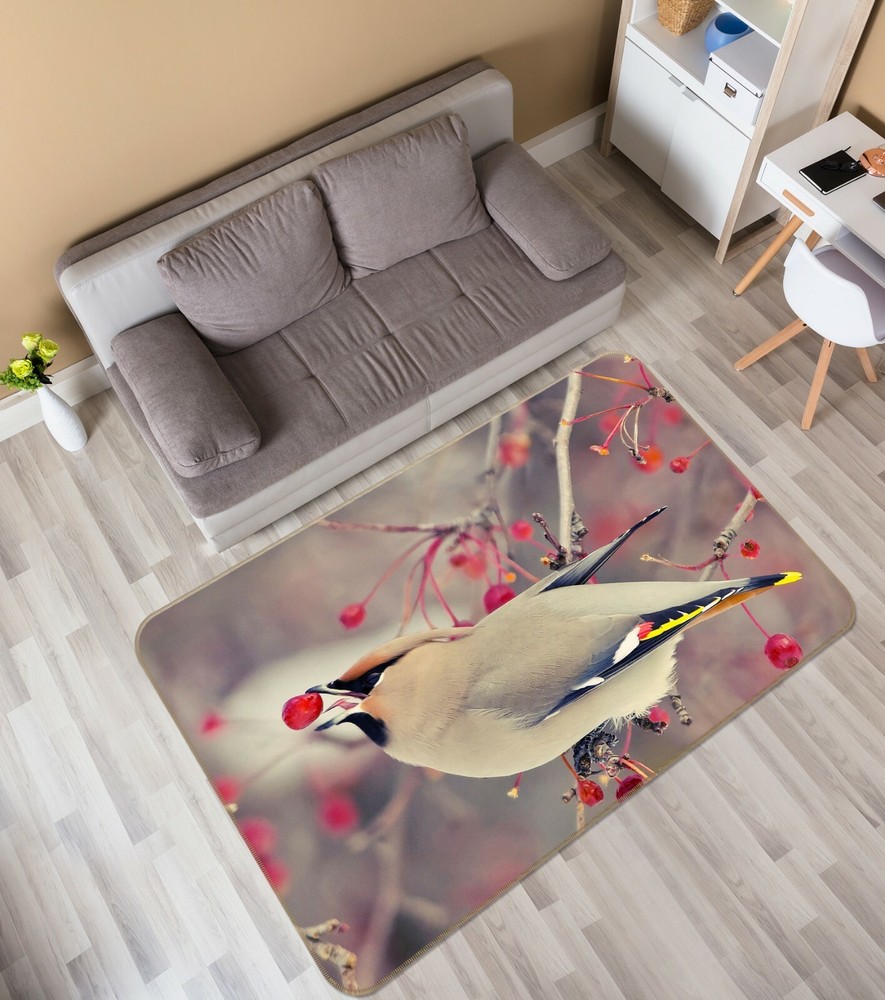 3D Branch Bird Fruit O3187 Animal Non Slip Rug Mat Elegant Photo Carpet Fay
