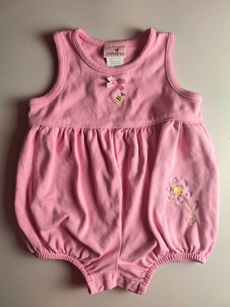 Carters Sleeveless Bodysuit Pink, Flower, Bee - 12 to 18 M - Vintage