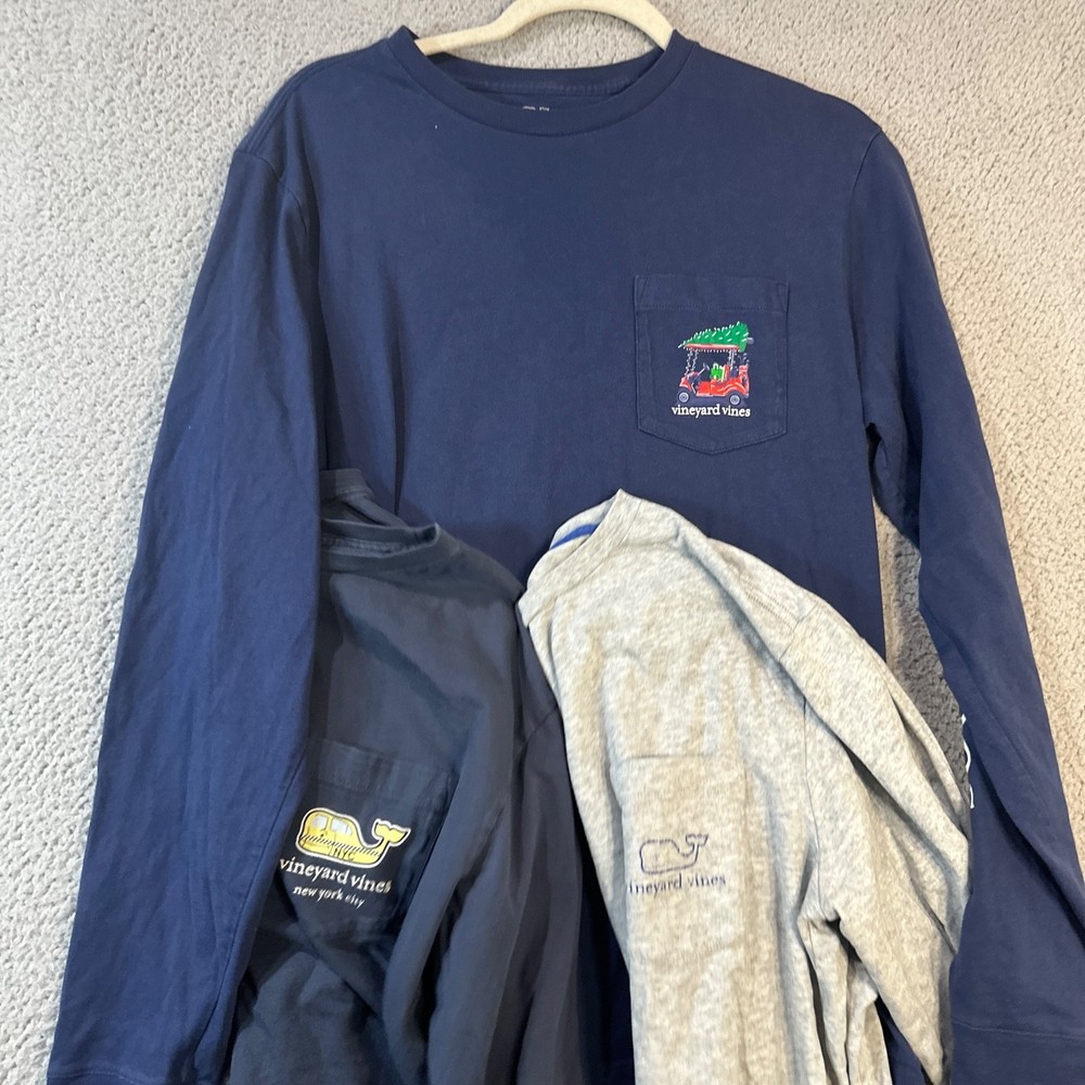 Lot Of 3 Vineyard Vines Men’s Small Long Sleeve T-Shirt Christmas Golf Whale