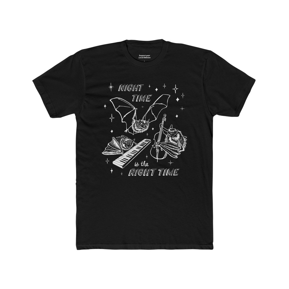 Jazz Bat Cotton Crew Tee for Musicians and Wildlife Lovers - Piano Player Gift Shirt