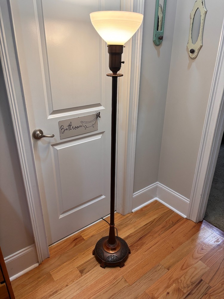 Antique Art Deco Bronze Torchiere Floor Lamp by Colonial-Premier Co 60