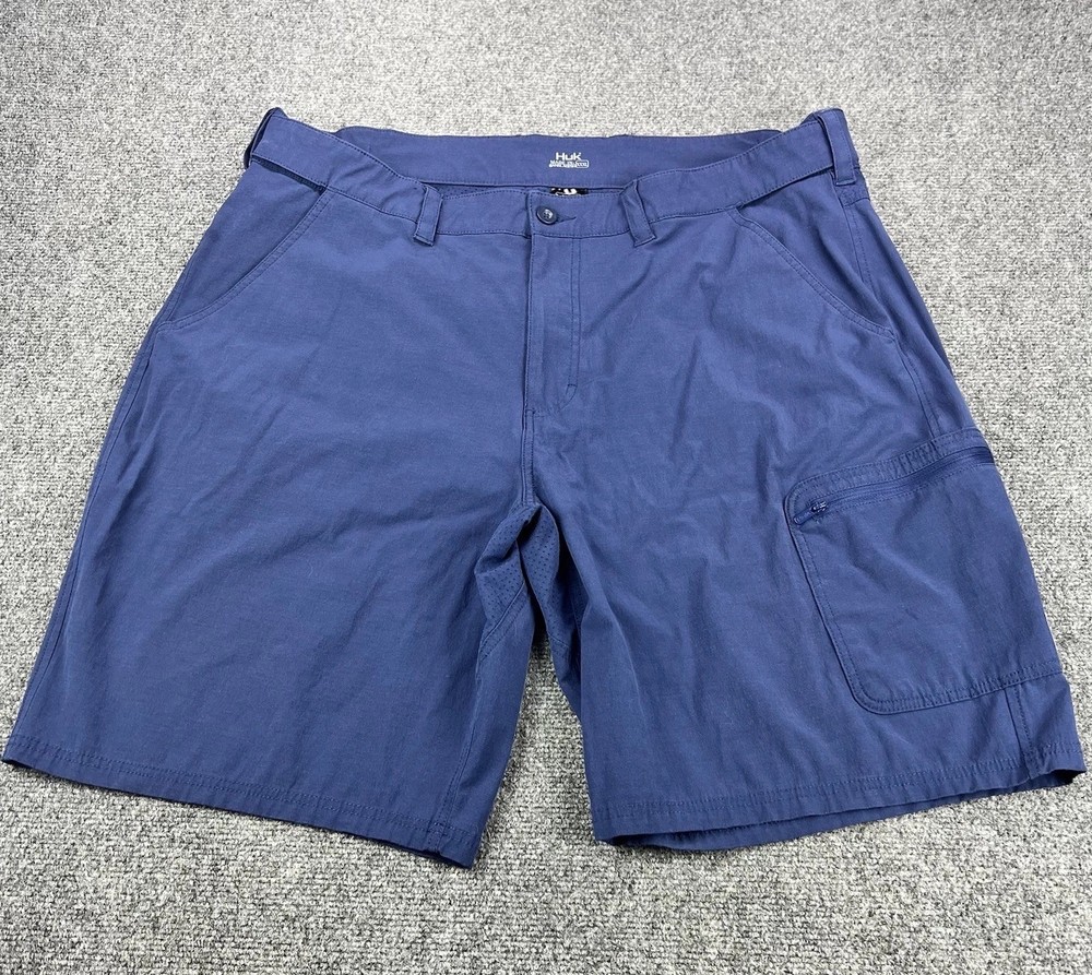 Huk Shorts Men’s 3XL Blue Tech Cargo Stretch Waist Performance Fishing